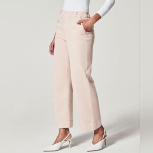 SPANX Stretch Twill Cropped Wide Leg Pant Size M Bone Beige Sculpting Pull-On